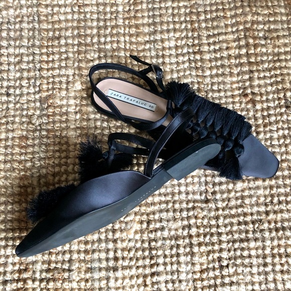 Zara Trafaluc T-strap Satin Flats - Picture 2 of 3